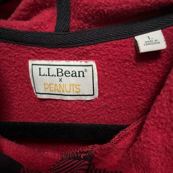 L.L.Bean X Peanuts Snoopy Hoodie Buffalo Plaid Pullover Sweatshirt Men Large - Picture 5 of 16